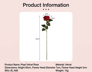Rosas de Terciopelo de Lujo Hechas a Mano al por Mayor, Centros de Mesa Artificiales con Tacto Real para Bodas, Navidad, Día de la Madre, Graduación - Product Image 5