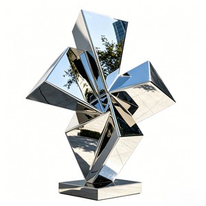 Escultura Abstracta Moderna de Acero Inoxidable Pulido a Espejo, Arte Público Urbano Icónico, Escultura Personalizada Bozhiyi - Product Image 1