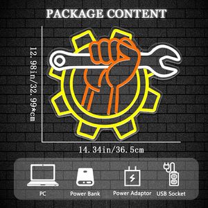 Enseigne lumineuse à clé pour décoration murale Enseigne de garage <span class=keywords><strong>LED</strong></span> alimentée par USB Logo de boutique, <span class=keywords><strong>néon</strong></span> <span class=keywords><strong>Led</strong></span> personnalisé - Product Image 2