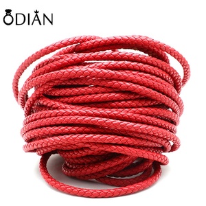 Buatan Tangan Band Warna-warni 3/<span class=keywords><strong>4</strong></span>/5/6Mm Sapi Kulit Dikepang Tali Tali Tali Kalung Pesona - Product Image 6