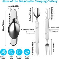 Ensemble de couteaux pliants en acier inoxydable 6 en 1 pour l'extérieur, survie, voyage, camping, vaisselle multifonctionnelle