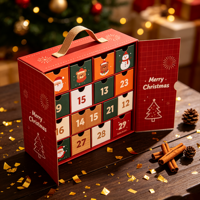 Boîte de calendrier de l'avent en papier rigide avec 24 tiroirs pour emballage de coffret cadeau de compte à rebours de Noël avec impression CMYK