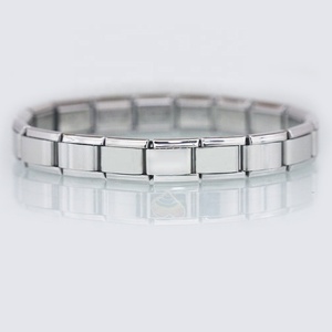 Acero inoxidable Composable Links 9mm Tamaño clásico Ajustable 18 Encantos Plata brillante En blanco Encantos italianos Pulsera de inicio - Product Image 3