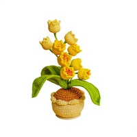 BH Handgefertigte Gehäkelte Wollgarn-Maiglöckchen Mini-Topfpflanze Künstliche Blumen Valentinstag Weihnachten Hochzeitsgeschenk