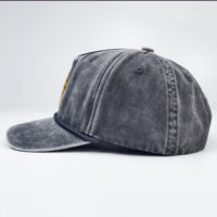 Casquette sportive 5 panneaux en sergé de coton lavé, broderie main avec logo personnalisé, vente en gros