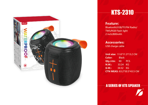 Kts không dây di động ngoài trời BT loa với FM Đài phát thanh và năng lượng mặt trời 2 inch nhà máy KTS-2310 giá bán buôn OEM - Product Image 3