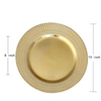 Assiettes en plastique PP de 13 pouces pour événements et fêtes, bordure dorée minimaliste à motif floral, 100 pièces, logo personnalisé, vente en gros usine