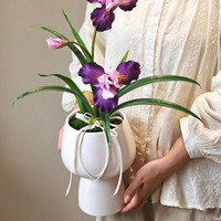 Pots de fleurs en céramique à arrosage automatique, jardinière moderne à arrosage automatique avec soucoupe amovible pour plantes d'intérieur