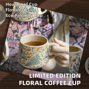 Mug à café en céramique vintage fait main, édition limitée, motif floral saisonnier classique, réutilisable et compatible lave-vaisselle - Product Image 2