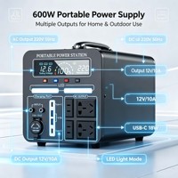 Station d'alimentation portable 600W 220V, grande capacité, stockage d'énergie mobile, alimentation extérieure pour le camping et les voyages en voiture
