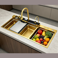 Évier de cuisine intelligent Nwe 120*45 en acier inoxydable 304, double bac en nid d'abeille