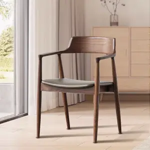 2024 Nordic Dining Chair Creative Solid Wood Designer Backrest Armchair Modern Simple Cafe Casual Backrest Chair