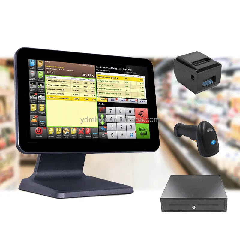 Giá rẻ nhà hàng point of sale của nhãn hiệu POS máy đặt hàng tất cả trong một Windows với NFC