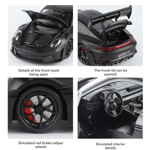 Modellini Auto in Scala 1:24 Porsche 911 GT3RS con Suono e Luci, Veicolo Fuoristrada Giocattolo a Retrocarica, Modello Decorativo in Metallo Pressofuso - Product Image 2
