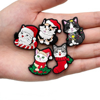 Aksesoris Sepatu Clog Seri Kucing Lucu Natal Runtong SC-211, Gantungan & Hiasan DIY, Model Plastik PVC, Buatan China