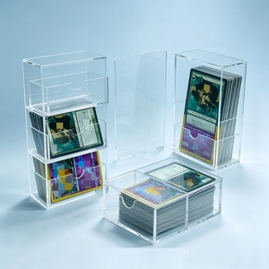 Wholesale Transparent 3-Tier <b>Acrylic</b> Display Case Double Grid Card <b>Storage</b> Box 100pcs Capacity for Home Store - Product Image 4