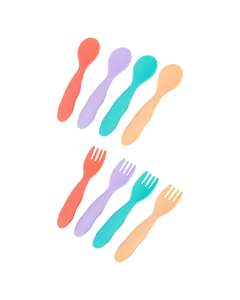 Ensemble de 16 fourchettes et cuillères en silicone réutilisables, pliables et portables, de qualité alimentaire, pour bébé - Product Image 2