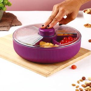 Anax Plastic Spinner Dry Fruit <b>Storage</b> <b>Box</b> 5 Compartment Rotating Candy Container Clear Lid Kitchen Snack Organizer BPA Free - Product Image 1