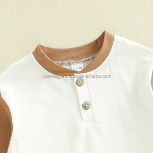 Color Blocks Cotton Outfit Casual Spring Autumn Baby Infant Clothes Sweatshirt Pants <strong>Fake</strong> Drawstring Boys Toddler <strong>Clothing</strong> Set - Product Image 3