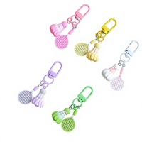 Porte-clés tendance en alliage, pendentif breloque DIY fait main, motif badminton exquis et mignon, en résine plastique imprimée UV et colle époxy, pour homme