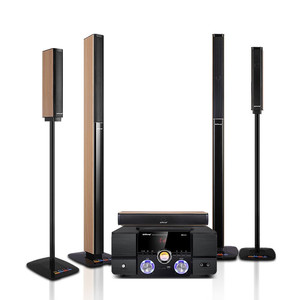 Sistema de Sonido Q5 para el Hogar, Diseño Metálico con Acabado de Madera, Sistema de Sonido Envolvente Inalámbrico de 5.1 Canales para Sala de Estar, Subwoofer con Modulación de Código de Pulso, Conectividad Inalámbrica - Product Image 2