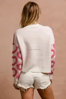 Valentine tricots mignon coeur col en V texturé à manches longues bouton tricot Cardigan pull femmes