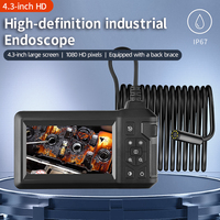Caméra d'inspection à focale fixe 1080P, objectif unique réflexe 8 mm, écran 4,3 pouces, câble rigide de 2 m, caméra endoscopique portable avec module court