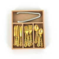 Ensemble d'ustensiles miniatures 1/12 : couteau, fourchette, cuillère, kit de couverts miniatures simulés pour maison de poupée
