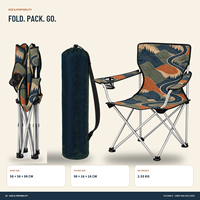 Chaise d'extérieur pliable en gros avec accoudoir unique, porte-gobelet et logo et motif personnalisés pour les voyages en camping-car
