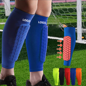 Logo kustom kualitas tinggi sarang lebah pelindung tulang kering pelindung kaki penjepit tahan benturan kompresi sepak bola betis lengan - Product Image 1