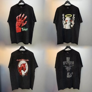 SAINT MICHAEL コットン Tシャツ メンズ ストーンウォッシュ ヘビーウェイト オーバーサイズ ヴィンテージ加工 アシッドウォッシュ - Product Image 1