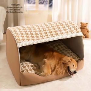 Luxurious Large Rectangle Cat <b>Bed</b> Cave & Dog <b>Bed</b> Cotton Fleece Cover Polyester Filling Anti-Slip Eco-Friendly Fashion Design - Product Image 1