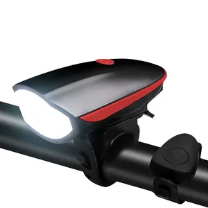 Conjunto de luzes de bicicleta com buzina, usb, recarregável, à prova d'água, 3 modos de iluminação, adequado para todas as bicicletas