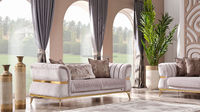 Ensemble de canapés modernes pour salon, en acier inoxydable avec tissu en velours, meubles turcs Chesterfield pour la maison et les villas