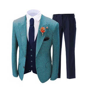 Slim Fit <span class=keywords><strong>Tweed</strong></span> Lana Negocios Plaid Dogtooth Jacquard Diseño Boda Novio Trajes de <span class=keywords><strong>3</strong></span> <span class=keywords><strong>piezas</strong></span> Conjunto para hombres - Product Image 3