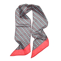 Écharpes en gros de Chine, style long, rubans pour poignées de sac, gris et rouge, pour femmes et filles, en polyester et mousseline, imprimées sur mesure