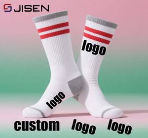Design personalizzato all'ingrosso logo Jacquard a maglia Logo Anti-sudore e asciugatura rapida Unisex Design Sport bianco calzini rossi - Product Image 2
