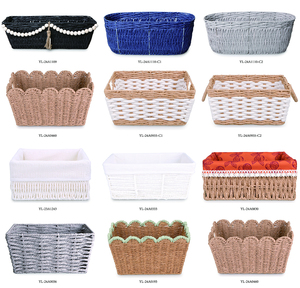 Cesta de Almacenamiento de Cuerda de <span class=keywords><strong>Papel</strong></span> Tejida a Mano con Forro Floral a Cuadros Extraíble, Organizador Rectangular Estilo Rústico, Venta al por Mayor, Personalizable - Product Image 6