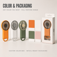 Mini ventilateur portable USB rechargeable avec logo personnalisé, idéal pour le bureau, avec crochet