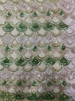 Tissu en maille à paillettes écailles de poisson en gros, matériau brillant de luxe à haute brillance pour robes de mariée et de soirée
