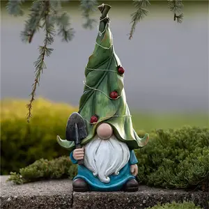 Statue de nains de jardin fantaisiste gnome de pelouse personnalisé avec lumière solaire pour votre jardin