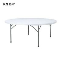 Meilleur prix, table de banquet extérieure pour 10 personnes, table ronde pliable en plastique pour mariage, KC-T1075