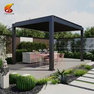 Pergola en aluminium entièrement automatique, 100 % étanche, avec éclairage LED, pour <span class=keywords><strong>jardin</strong></span> extérieur et loisirs, gazebo électrique avec écran naturel – Meilleure vente - Product Image 1