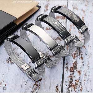 Custom <b>Men</b> Bracelet Luxury Non Tarnish Christian 316l Stainless Steel Bracelet Bars to Engrave Bible Verse Bracelet for <b>Men</b> - Product Image 4