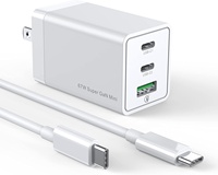 Adaptor Charger Dinding PD 67W GaN PPS 3-Port untuk Macbook Pro/Air Dell XPS 13 Laptop HP iPhone Samsung III 67W USB C Pengisi Daya Cepat