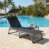 Chaise longue de jardin pliable SONGMICS avec pare-soleil, appui-tête et dossier réglable