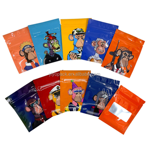 Bolsa de Aluminio con Cierre Hermético de 7x9 cm con Diseño de Mono de Dibujos Animados, Bolsa para Galletas y Dulces, Bolsas con Logotipo Personalizado y Ventana para Almacenamiento - Product Image 1