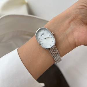 Orologio da Donna in Acciaio Inossidabile, Stile Niche, Superficie in Madreperla di Alta Qualità, Colore Argento Ellittico - Product Image 6