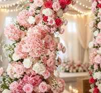 Arche de fleurs artificielles 5D en soie rose de luxe pour cérémonie de mariage romantique, photomaton et décoration d'entrée de fête