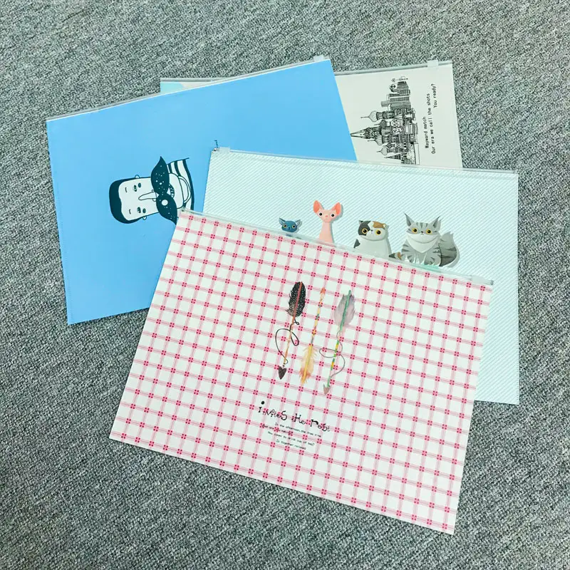 Yüksek kaliteli su geçirmez fermuar belge çanta sevimli karikatür klasör çocuk okul malzemeleri belge çantası